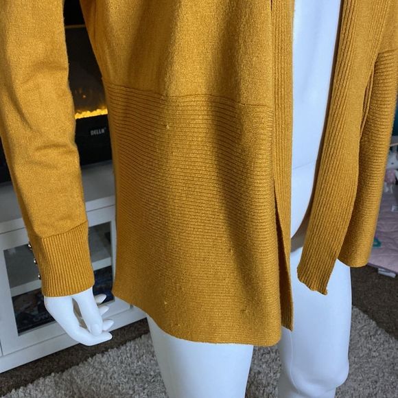 89th & Madison yellow mustard knit cardigan small fall office casual - Picture 4 of 6